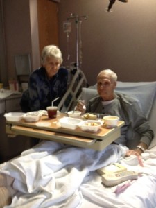 A few days after the diagnoses. He hated the hospital food, so later on we brought him his favorite: Cheddars.